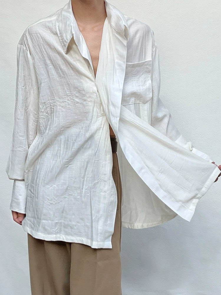 Pleats Oversize Long Sleeve Shirt WN19962