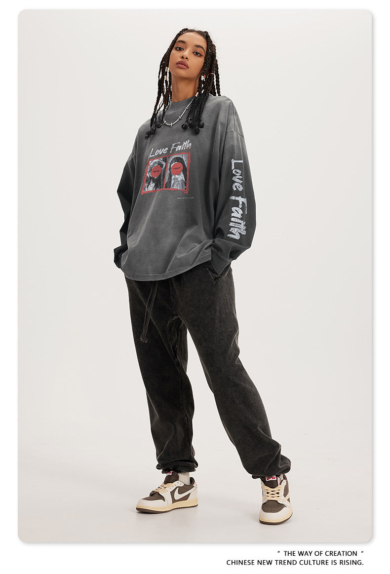 Abstract Graffiti Print Long Sleeve T-Shirt  WN7843