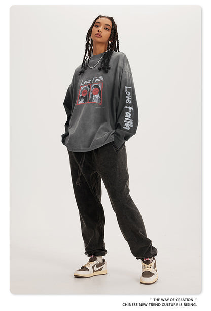 Abstract Graffiti Print Long Sleeve T-Shirt  WN7843