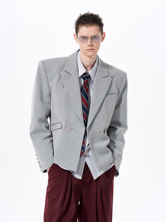 Spider Embroidery Fishbone Shoulder-Pad Tailored Jacket WN23273