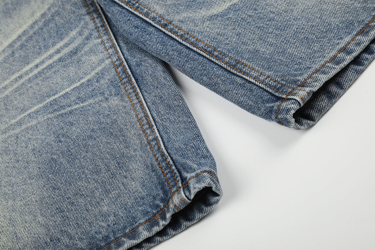 Washed Whisker Denim Half Jeans WN25790