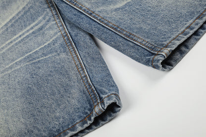 Washed Whisker Denim Half Jeans WN25790