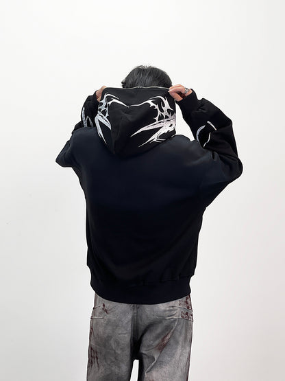 Subculture Graffiti Print Oversize Zipper Hoodie WN24259
