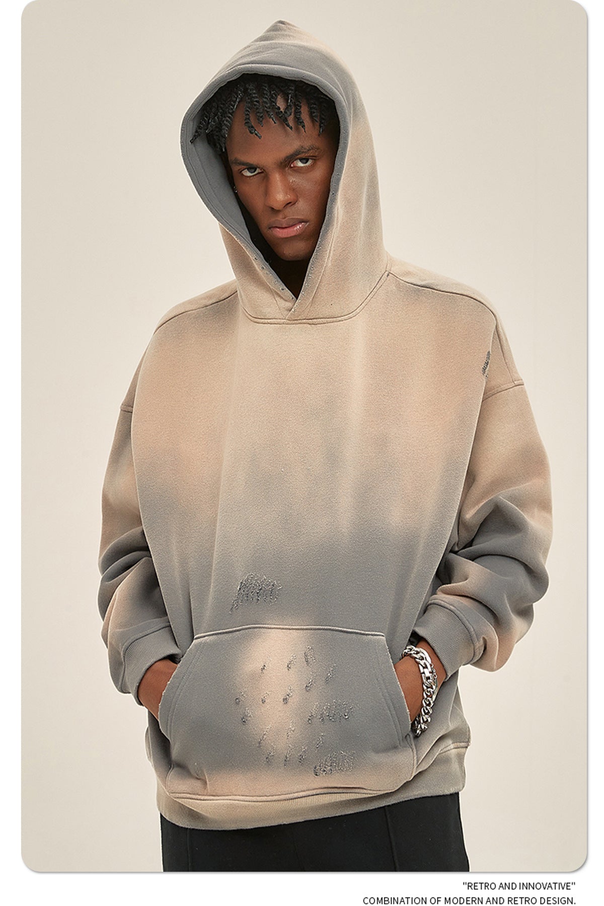 Oversize Washed Damage Hoodie WN6620