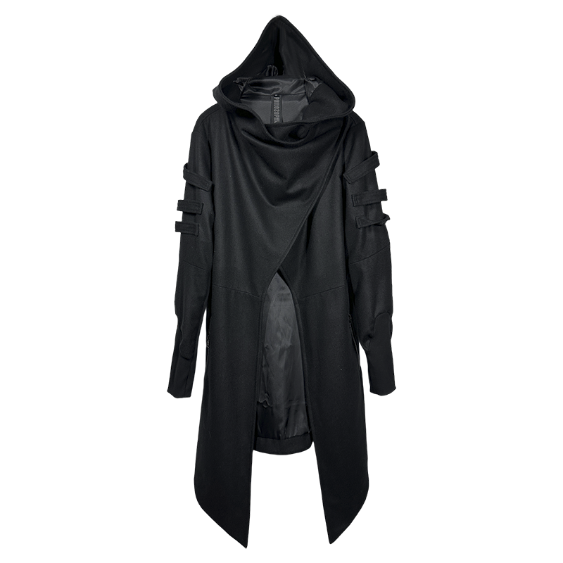 Asymmetric Hooded Deconstructed Wool Coat WN22006