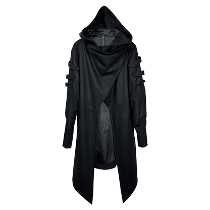 Asymmetric Hooded Deconstructed Wool Coat WN22006