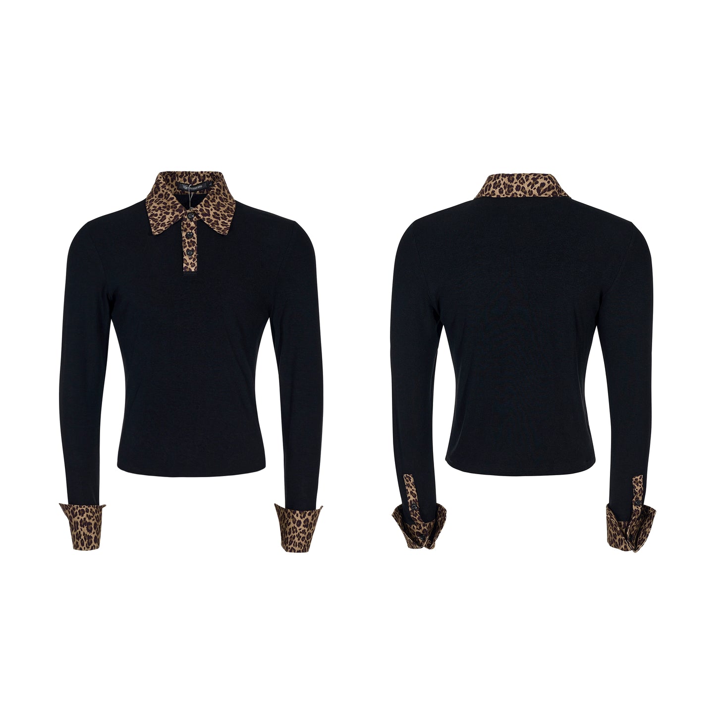Leopard Polo Collar Long Sleeve T-Shirt WN22142