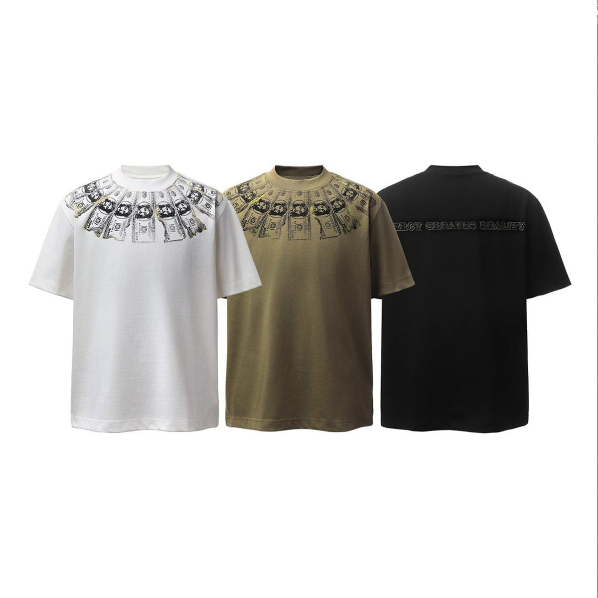 Dollar Bill Collar Print Short Sleeve T-Shirt WN26824