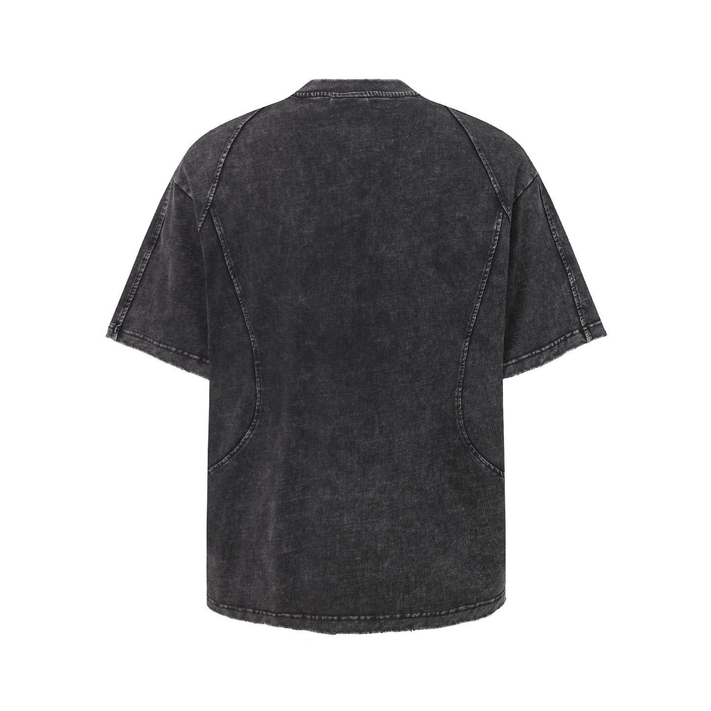 Washed Panel Design Zipper Detail Short Sleeve T-Shirt WN25377