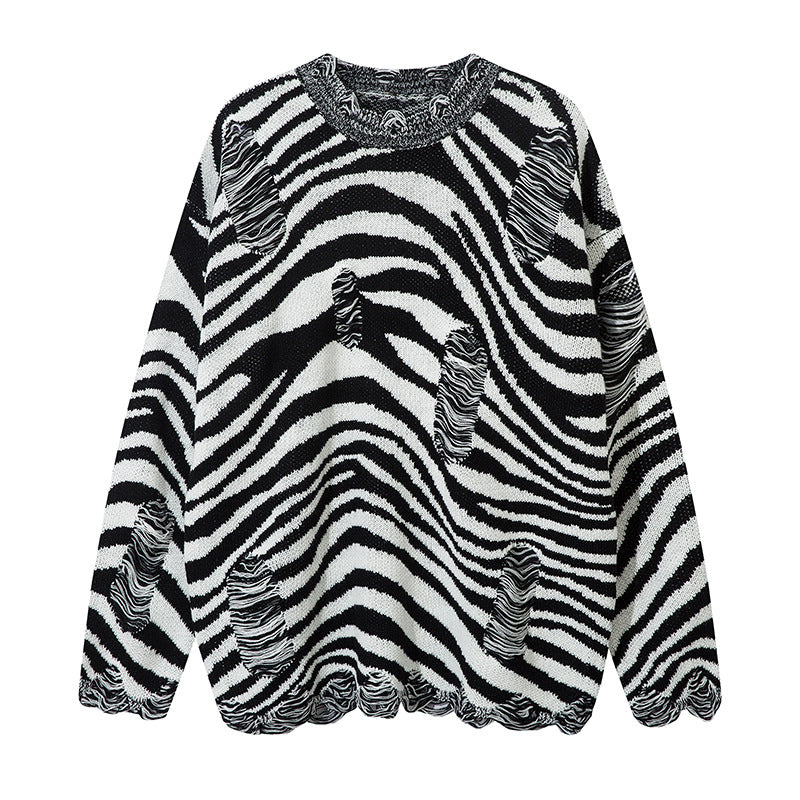 Zebra Print Oversize Knit Sweater WN11419