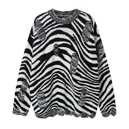 Zebra Print Oversize Knit Sweater WN11419