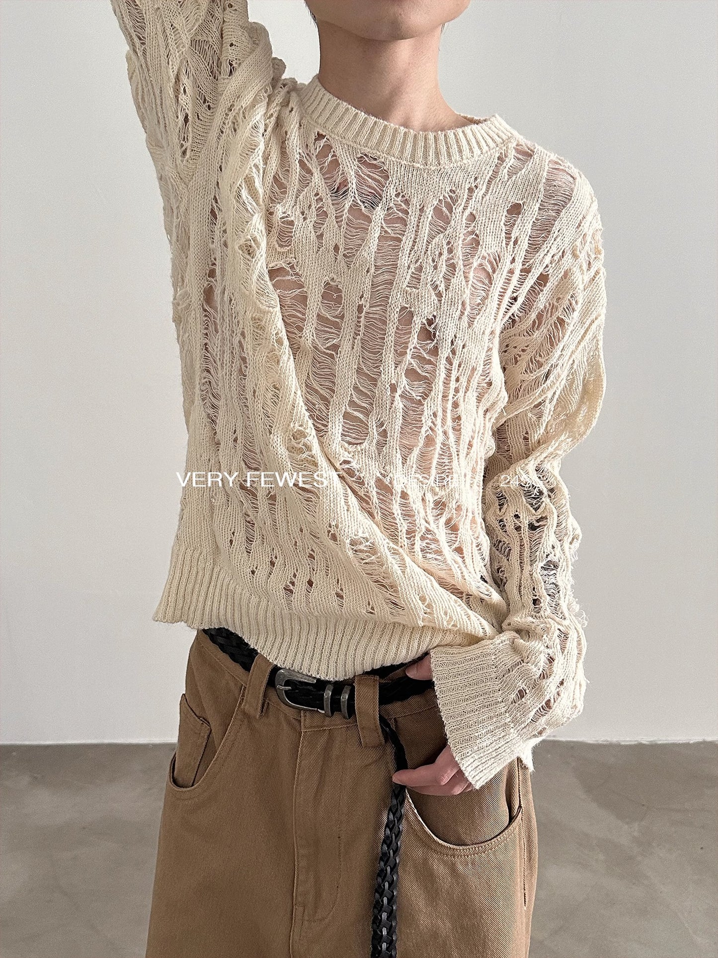 Round Neck Hollow Knit Sweater WN8902