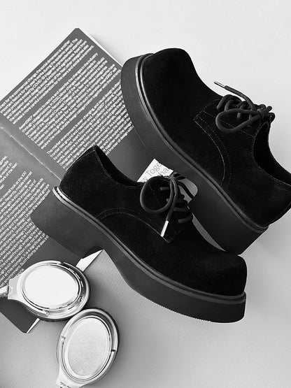 Suede Lace Up Thick Sole Shoes WN24509