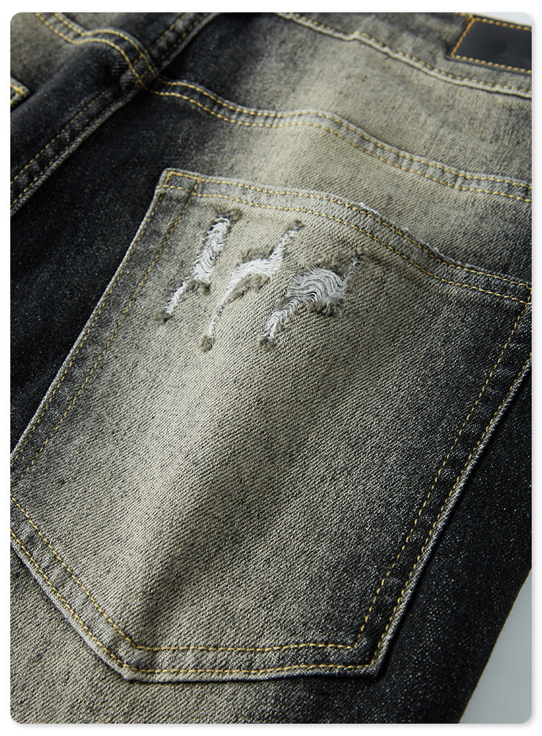 Washed Damage Flare Denim Jeans WN6415