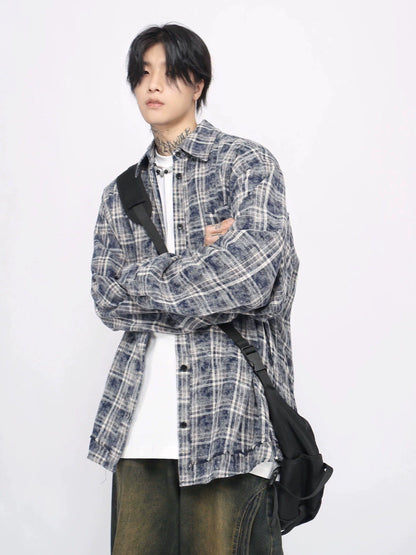 Washed Plaid Long Sleeve Shirt WN8736