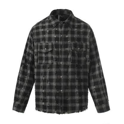 Plaid Damage Wash Long Sleeve Shirt WN25716