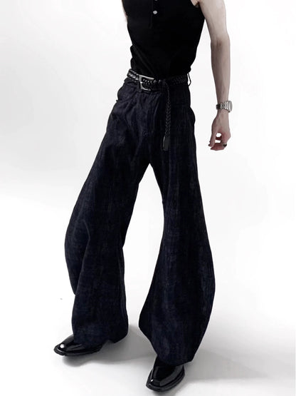 Textured Curved Wide Leg Pants WN20347