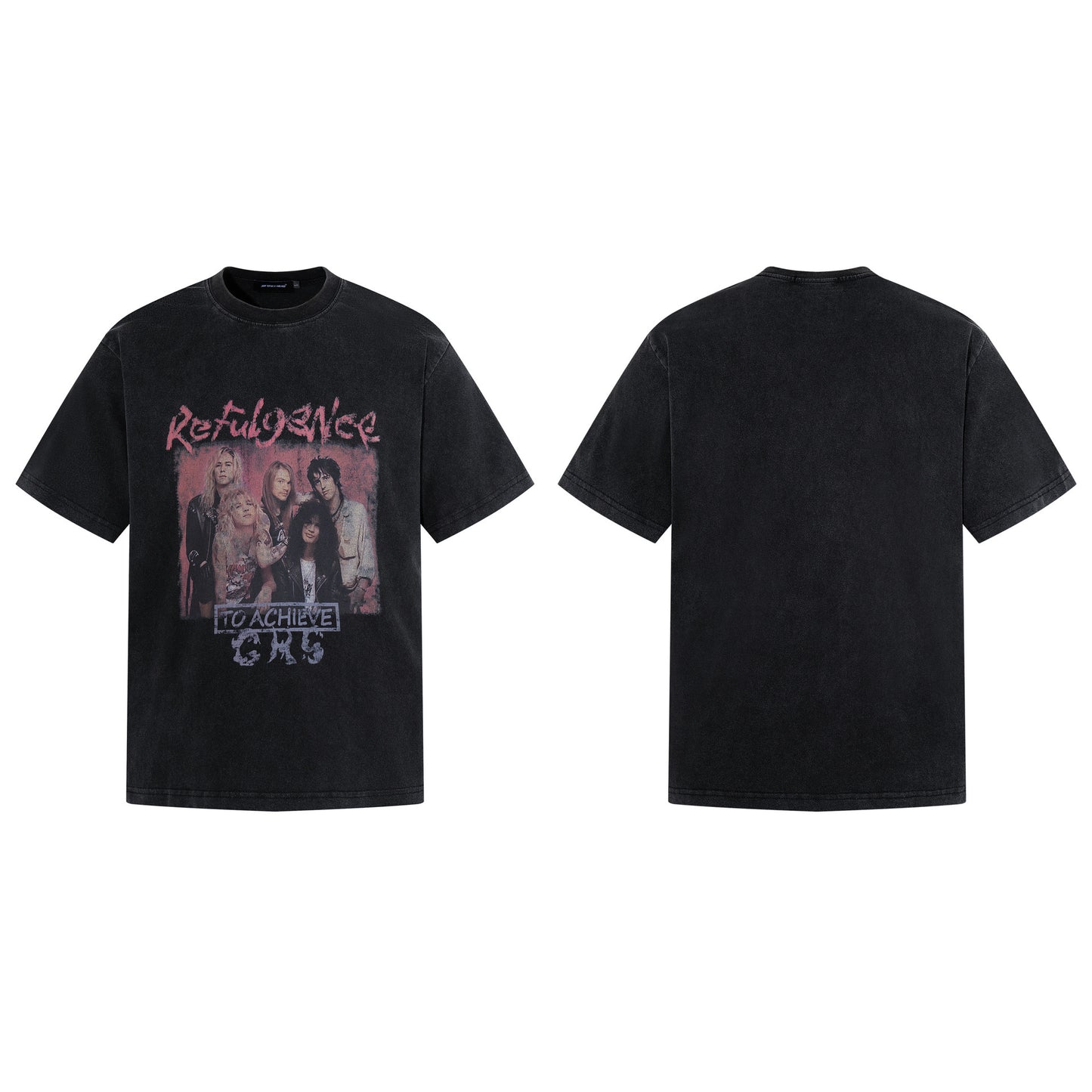 Washed Portrait Letter Print Short Sleeve T-Shirt WN25434