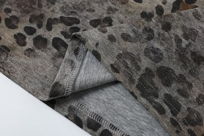 Leopard Letter Print Button Placket Short Sleeve T-Shirt WN25787