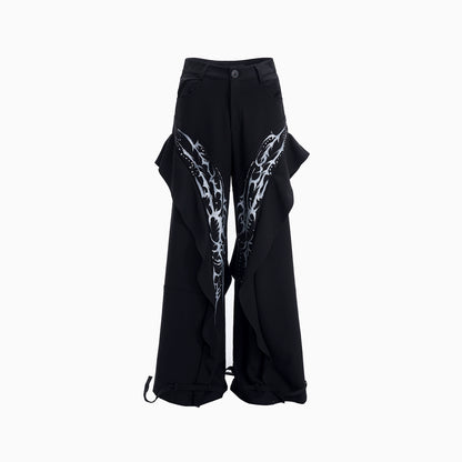 Deconstructed Hand-Paint Adjustable-Hem Trousers WN12120