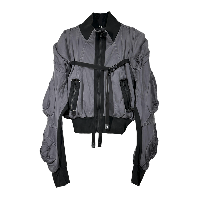 Deconstructed Strap Cotton Damage Short Jacket WN22002