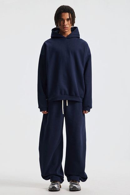 Fleece Lining Oversize Hoodie & Wide Leg Sweatpants Setup WN23113