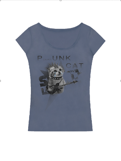 Cat Animal Print Short Sleeve T-Shirt WN20889