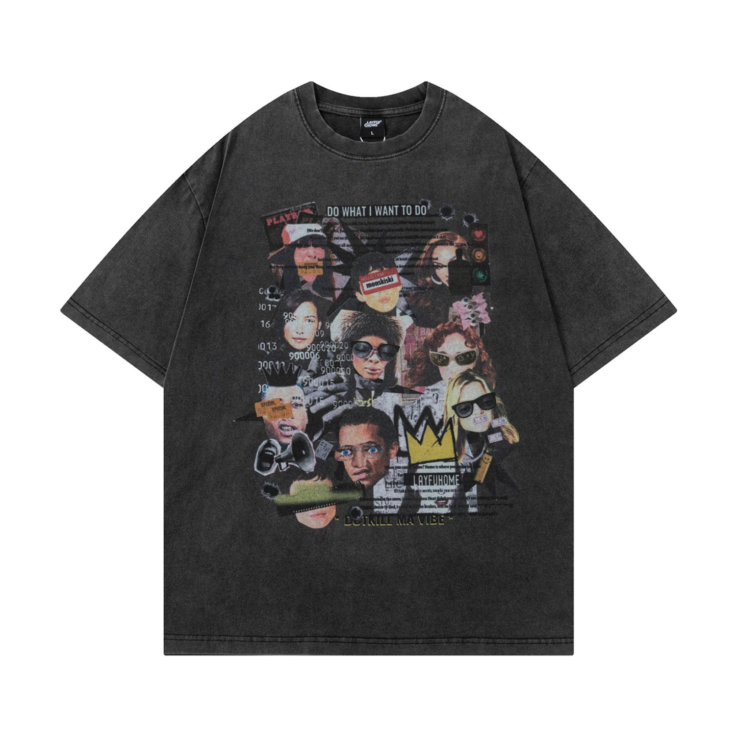 Washed Portrait Collage Short Sleeve T-Shirt WN26750