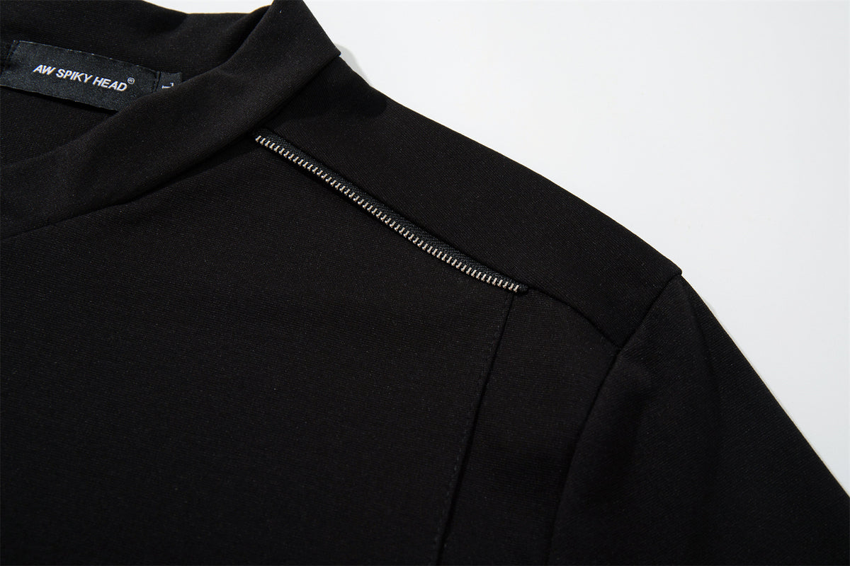 Zipper Design Heavyweight Short Sleeve T-Shirt WN26854