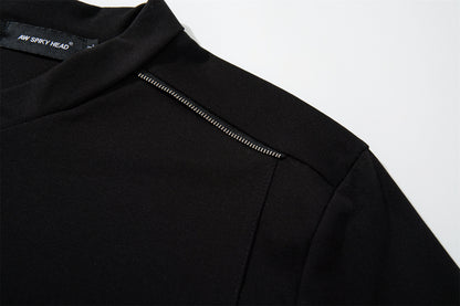 Zipper Design Heavyweight Short Sleeve T-Shirt WN26854