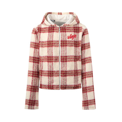 Mohair Jacquard Hooded Knit Jacket & Knit Pants Setup WN20981