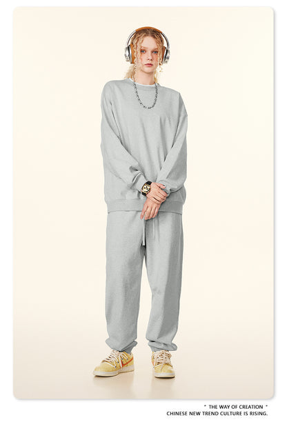 Oversize Heavyweight Basic Round Neck Sweatshirt WN9929