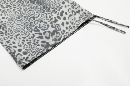 Leopard Print Paratrooper Wide-Leg Cargo Pants WN16164