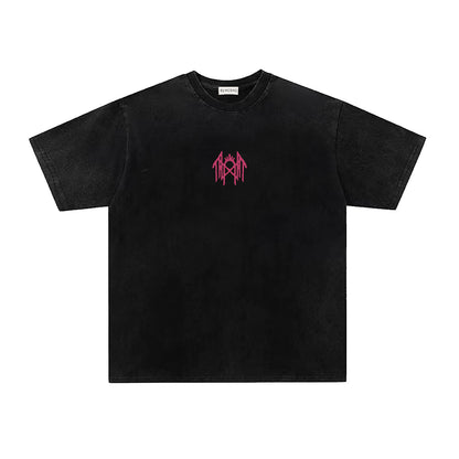Washed Thorn Symbol Print Oversize Short Sleeve T-Shirt WN26890
