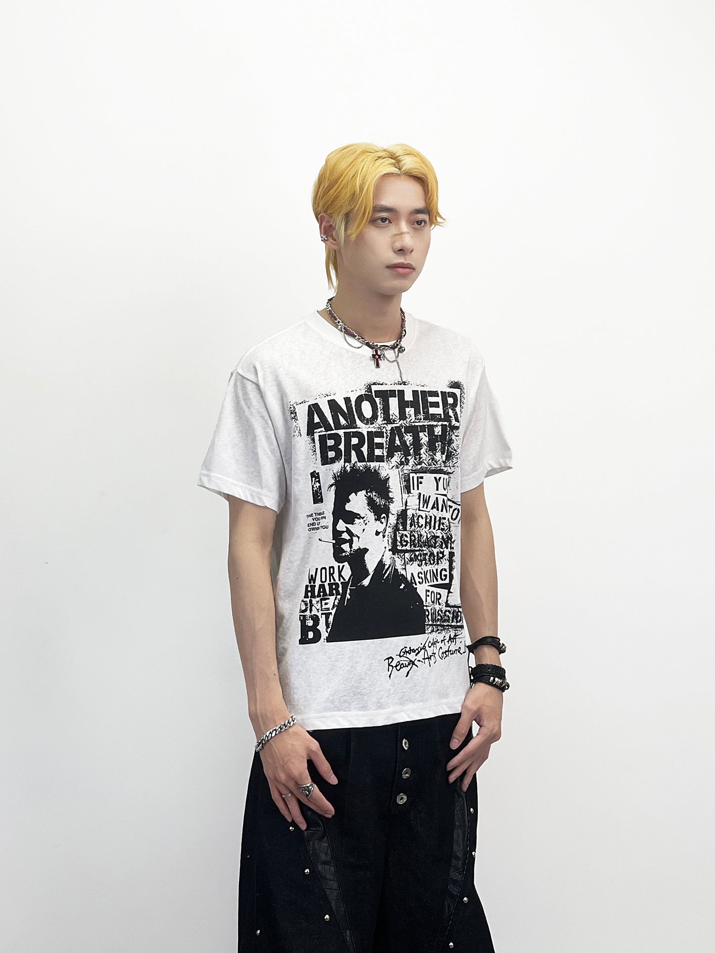 Rock Portrait Print Cotton Short Sleeve T-Shirt WN24238