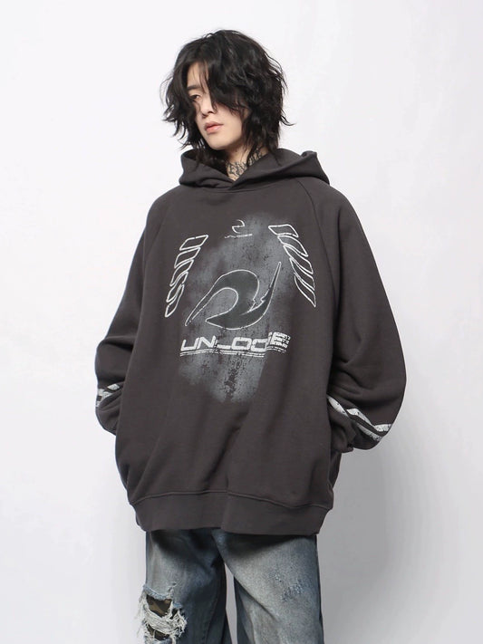 Print Oversize Pullover Hoodie WN13167