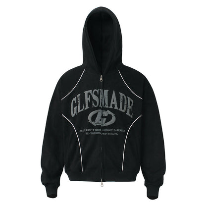 Suede Fabric Long Sleeve Zipper Hoodie WN23559