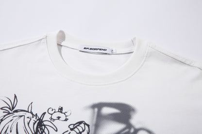 Illustration Graffiti Letter Short Sleeve T-Shirt WN25430