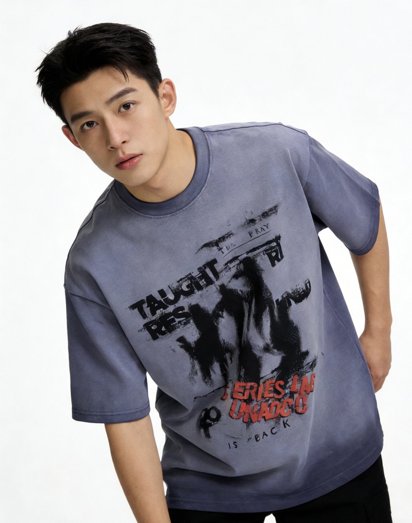 Dark Graffiti Print Short Sleeve T-Shirt WN25467