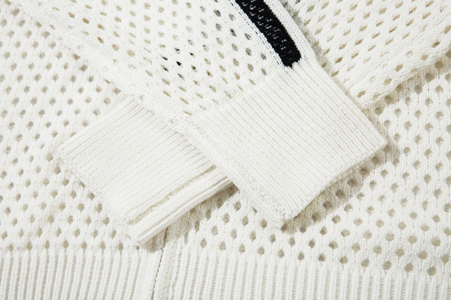 Striped Hollow-Out Zipper Knit Cardigan WN11272