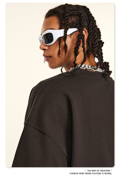 Oversize Heavyweight Basic Round Neck Sweatshirt WN9929