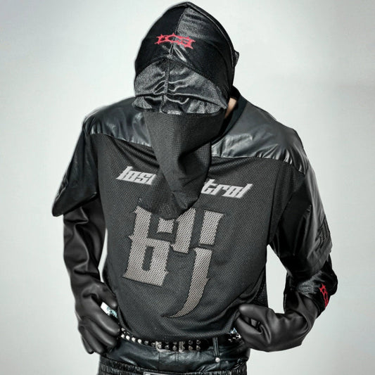 Shiny Coating Mesh Embroidery Short Sleeve T-shirt WN20829