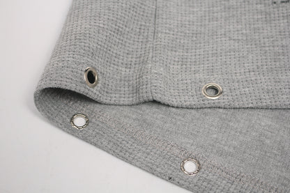 Waffle Newspaper Print Studs Short Sleeve T-Shirt WN25995