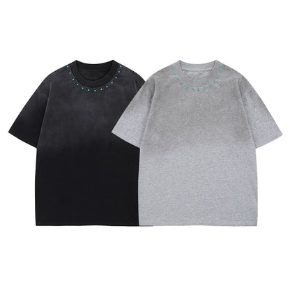 Spray Paint Beaded Oversize Short Sleeve T-Shirt WN16210