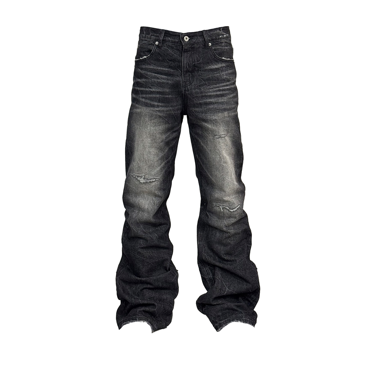 Damage Washed Wide Leg Denim Jeans WN27246