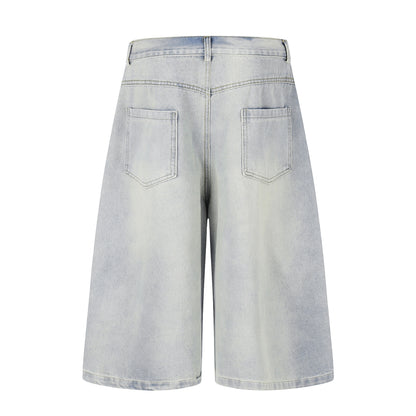 Letter Star Print Denim Half Jeans WN25412