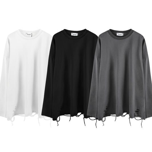 Raw Hem Damage Long Sleeve T-Shirt WN26833