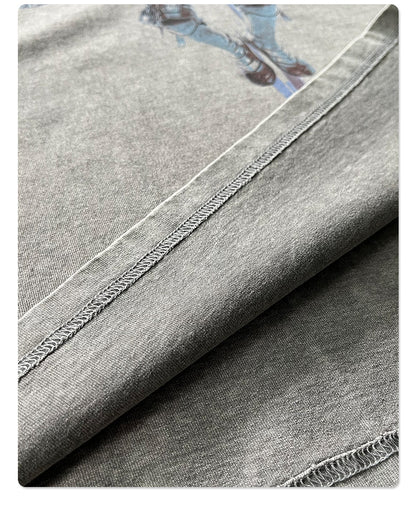 Oversize Heavyweight Washed Print Short Sleeve T-Shirt WN16270