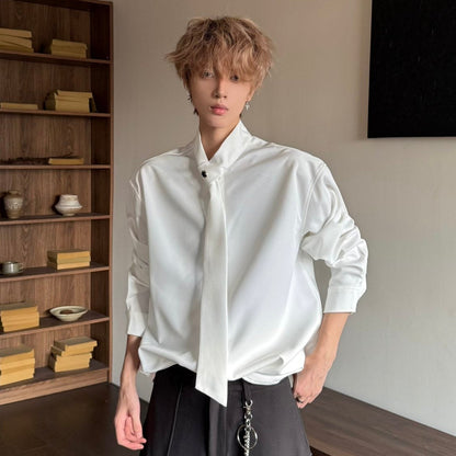 Design Tie Detail Oversize Long Sleeve Shirt WN23155