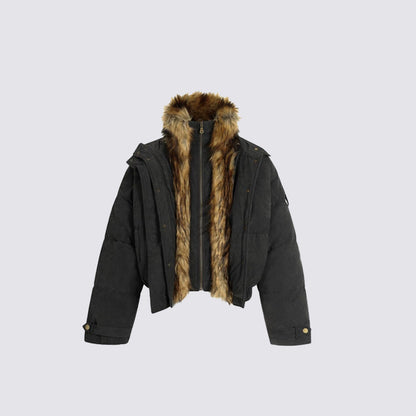 Fake Fur Trim Fake Layered Oversize Puffer Jacket WN27933